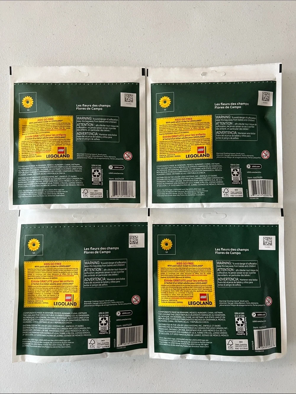 Lego 30701 Botanicals Field Flowers 77 pieces *Lot Of 4 New in Sealed Paper Bags